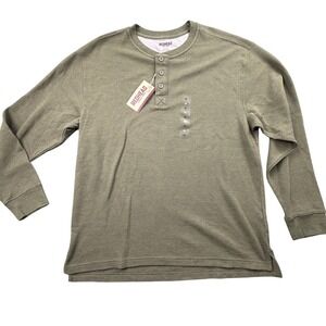 RedHead Waffle Knit Henley Shirt Olive Green Long Sleeve XL NWT